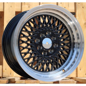 R15x7  4X100  ET  25  73.1  LU483  Black+Polished Lip (BLPL)  For RACIN  (P1)  (BBS Style)