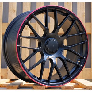 R18x8  5X112  ET  45  66.6  B1268  Black Half Matt+Red Lip (BLHMRL)  For MER  (Z3+Z1)