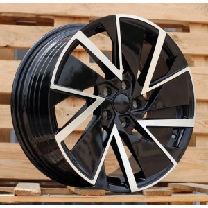 R19x8  5X112  ET  45  57.1  YF0445  Black Polished (MB)  For SKODA  (P2+M)  (HYBRID FORGED)