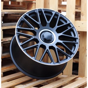 R21x10  5X112  ET  62.5  66.6  FE230  Black half matt+Polished lip+Engraved Cap (BLHMPLG)  For MER  (P)  (Rear+Front (Graver cap