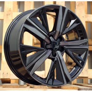 R17x7.5  5X108  ET  44  65.1  Y1187  (LU2402)  Black+Tinted Face (BLTF)  For PEUG  (P1)  (NEW Design Carved Spokes)