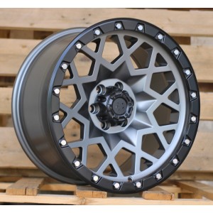 R17x9  6X114.3  ET  0  66.1  JT245  Grey Polished Matt (MGM)  For 4X4  (K3)  (Silver Rivets)