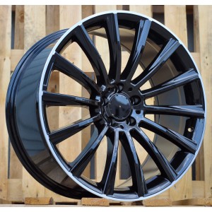 R20x8.5  5X112  ET  40  66.6  B1048  (IND0236)  Black+Polished Lip (BLPL)  For MER  (P1+K7+K3)  (Rear+Front Gloss Black Machined