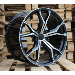 R22x10.5  5X112  ET  43  66.6  B5498  (BYD1538)  Black Polished+Powder Coating (MBPC)  For BMW  (K7)  (Rear+Front)