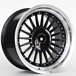 Ratlankis Steel 8X17 5X120 ET20 74,1 Black Machined Lip Chrome Rivets