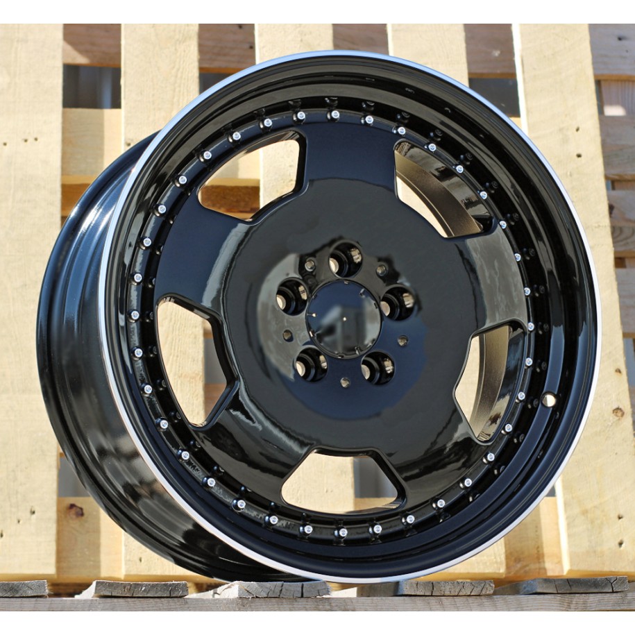 R18x8  5X112  ET  35  66.6  B5852  (FBX455)  Black+Polished Lip (BLPL)  For MER  (Z7)  (MONOBLOCK Style HYBRID FORGED)
