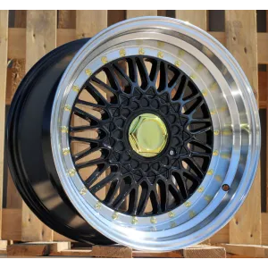 R14x6.5  4X100  ET  35  73.1  BY479  (BK5616)  Black+Polished Lip (BLPL)  For RACIN  (R)  (BBS Style)