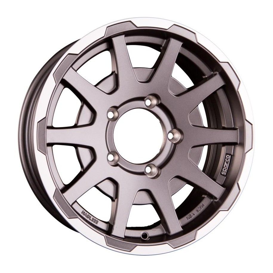 Sparco Dakar Matt Dark Greey Lip Polished NO CAP 5,5x16 5x139.7 ET5 CB108,1 (NO CAP) 60° 500 kg W29080001TM7