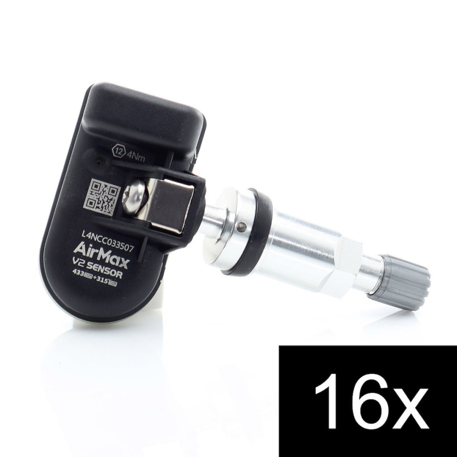 Set of 16pcs AirMax TPMS V2 Sensor 315+433MHz Metal Silver