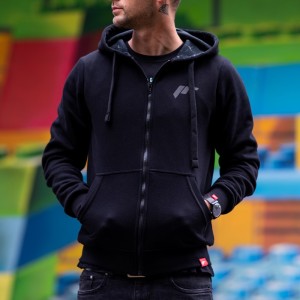 JR Unisex Zip Hoodie Logo Black Size XS