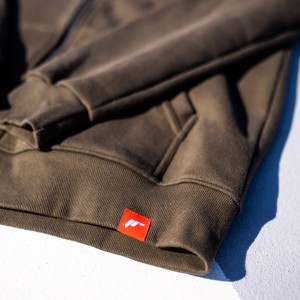 JR Unisex Zip Hoodie Logo Dark Olive Size XS