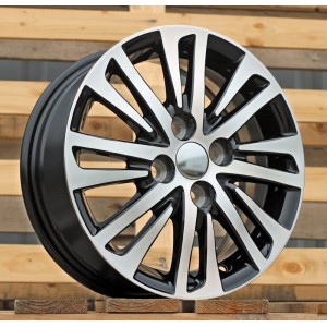 R14x5.5  4X100  ET  45  54.1  F1438  (LU1437)  Black Polished (MB)  For TOYOT  (R+Z5+P1)