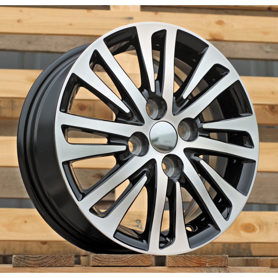 R14x5.5  4X100  ET  45  54.1  F1438  (LU1437)  Black Polished (MB)  For TOYOT  (R+Z5+P1)