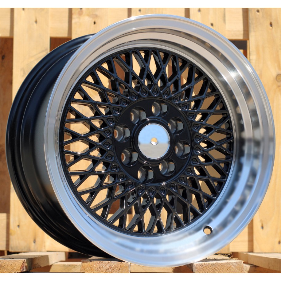 R15x7  4X100  ET  25  73.1  LU483  Black+Polished Lip (BLPL)  For RACIN  (P1)  (BBS Style)
