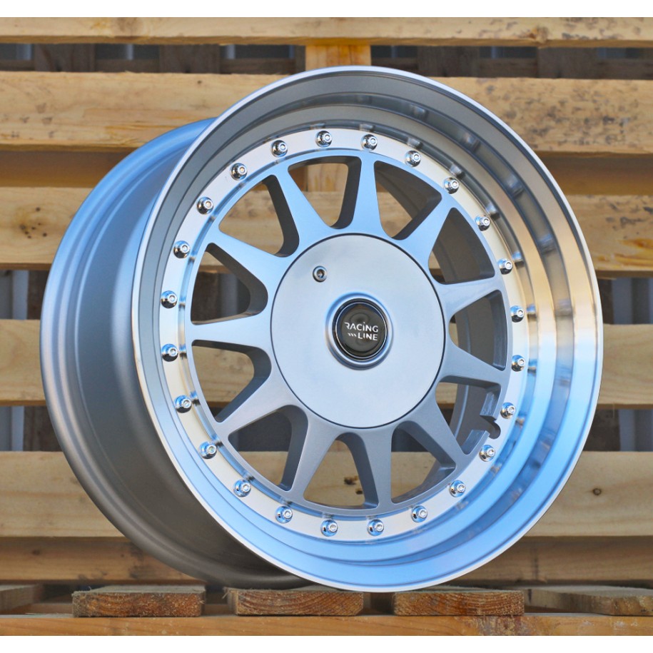 R15x7.5  4X100  ET  20  57.1  LU596  Silver+Polished Lip (SP)  For RACIN  (P1)  (HARTGE Style)