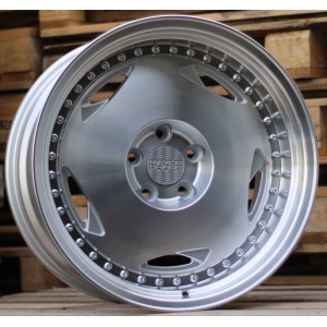 R15x8  4X100  ET  20  73.1  HX029  Polished Silver+Polished Lip (MSPL)  For HAXER  (K7)  (Rear+Front)