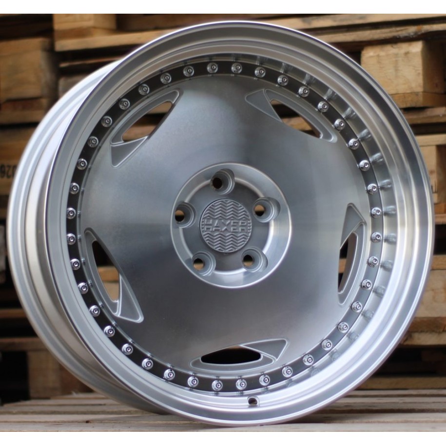 R15x8  4X100  ET  20  73.1  HX029  Polished Silver+Polished Lip (MSPL)  For HAXER  (K7)  (Rear+Front)