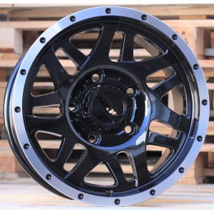 R15x8  6X139.7  ET  0  110.1  Q1509  Black+Polished Lip (BLPL)  For 4X4  (P)