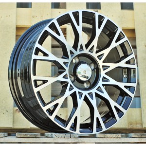 R16x6.5  4X98  ET  35  58.1  Y1283  (YF0447)  Black Polished (MB)  For FIAT  (M)  (HYBRID FORGED NEW Model 500)