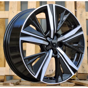 R17x7  4X108  ET  25  65.1  Y1187  (LU2402)  Black Polished (MB)  For PEUG  (P1)  (NEW Design Carved Spokes)