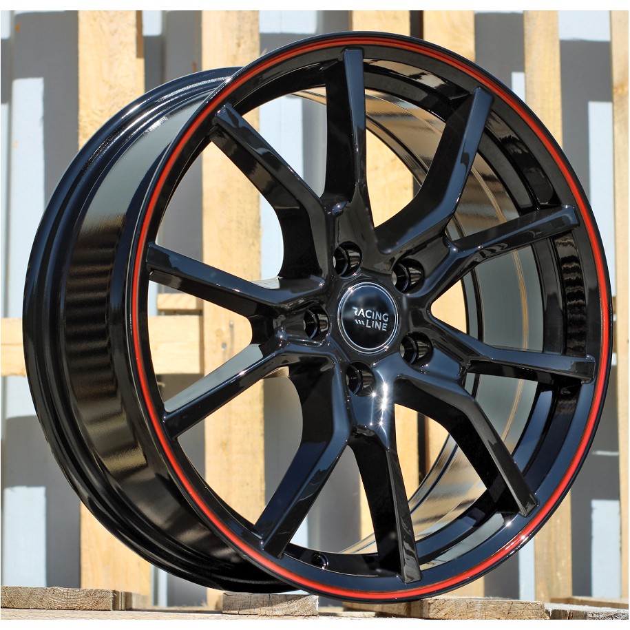 R17x7  5X105  ET  40  56.6  B5253  Black+Red Line (BR)  For RACIN  (L3)  ((AKC 80 Eur))