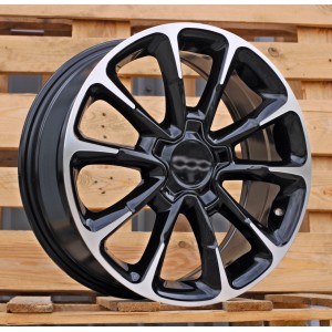 R17x7  5X110  ET  40  65.1  Y1281  Black Polished (MB)  For FIAT  (Z4)  (NEW Model 500)