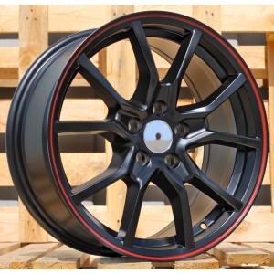 R17x7  5X112  ET  40  73.1  B5253  Black Half Matt+Red Lip (BLHMRL)  For RACIN  (L6)