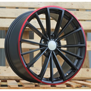 R17x7.5  5X112  ET  51  57.1  B5937  Black Half Matt+Red Lip (BLHMRL)  For VW  (R)