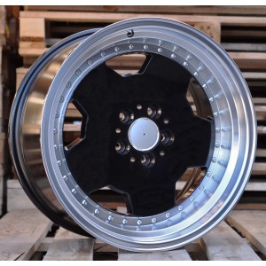 R17x8  5X112  ET  25  66.6  B5852  (BY1781)  Black+Polished Lip (BLPL)  For MER  (Z2)  (MONOBLOCK Style)