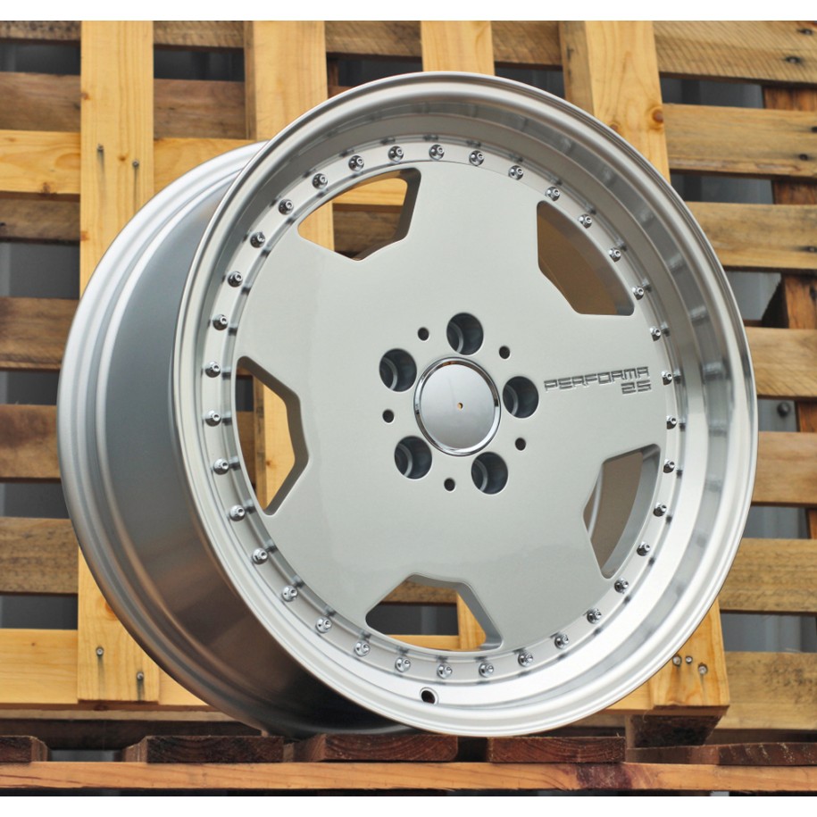 R18x9  5X112  ET  30  66.6  B5852  Silver+Polished Lip (SP)  For MER  (P)  (HYBRID FORGED MONOBLOCK Style)