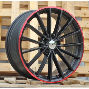 R19x8  5X112  ET  45  57.1  I0383  (FBX174)  Black Half Matt+Red Lip (BLHMRL)  For VW  (Z3)  (HYBRID FORGED)