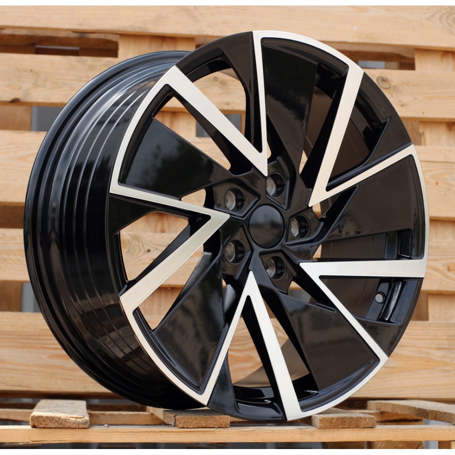 R19x8  5X112  ET  45  57.1  YF0445  Black Polished (MB)  For SKODA  (P2+M)  (HYBRID FORGED)