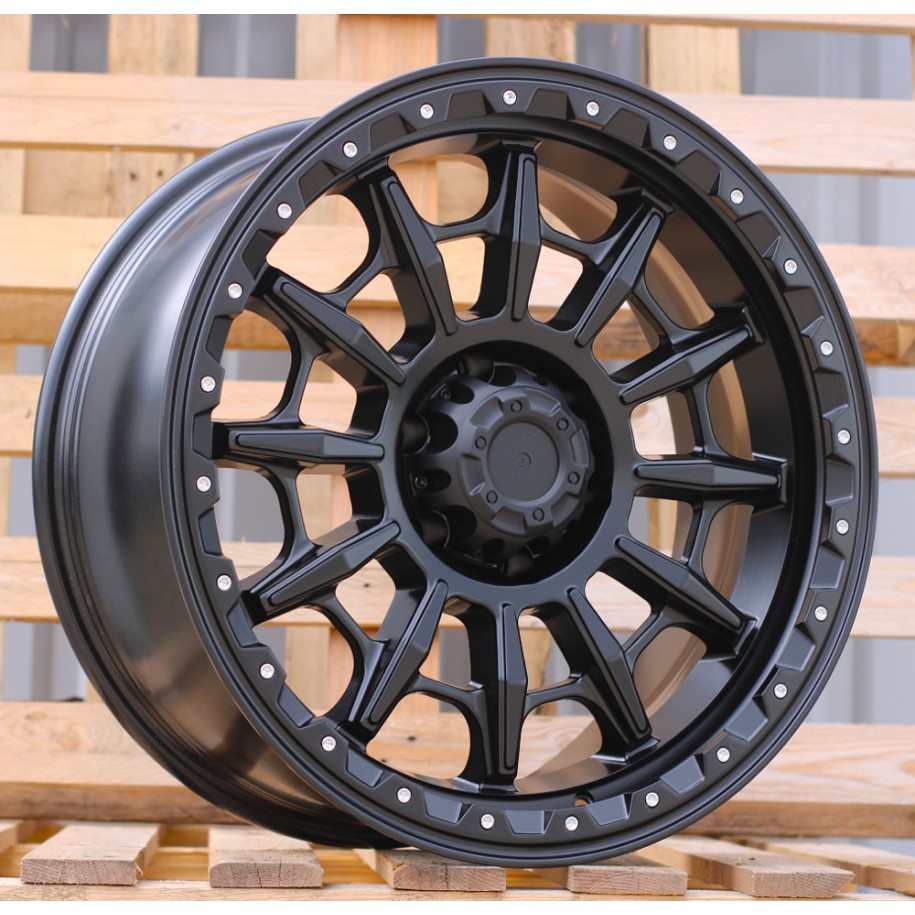 R20x9  6X139.7  ET  0  110.1  JT200  Black Matt (BM)  For 4X4  (K3)  (MB+Silver Rivets)
