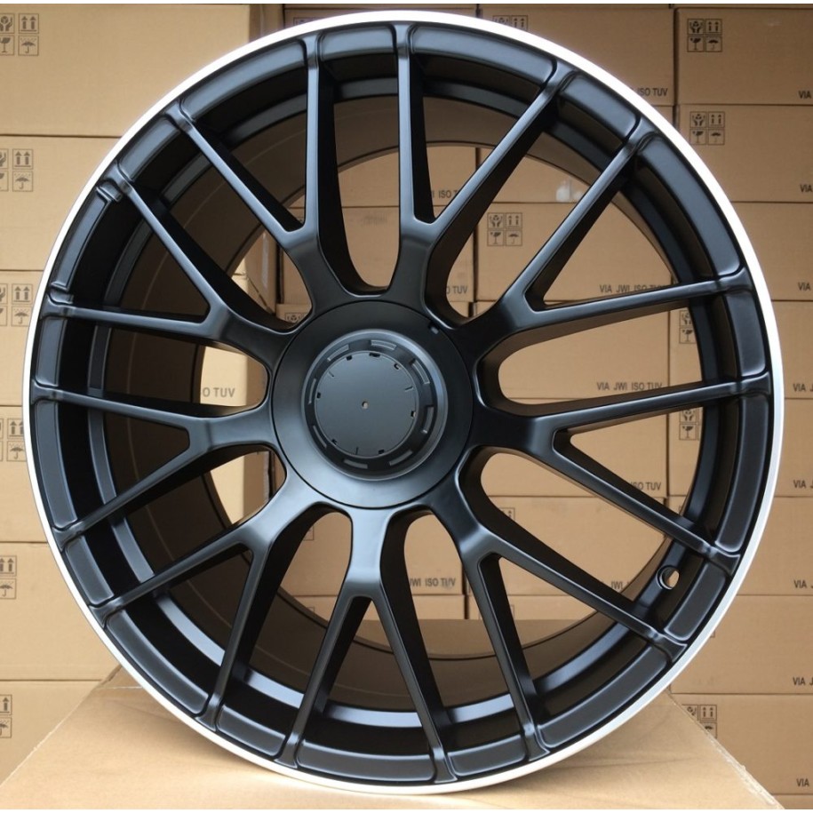 R20x9.5  5X112  ET  48  66.6  BK912  (A965)  Black Half Matt+Polished Lip (BLHMPL)  For MER  (K7)  (Rear+Front)