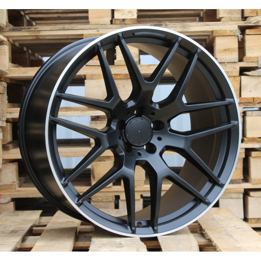 R21x10  5X112  ET  46  66.6  FE115  (HE762)  Black Half Matt+Polished Lip (BLHMPL)  For MER  (P1)  (Rear+Front)