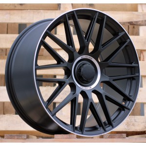 R21x10  5X112  ET  46  66.6  Y0207  Black Half Matt+Polished Lip (BLHMPL)  For MER  (K4)  (Rear+Front)
