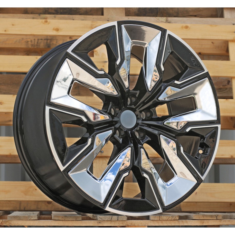 R21x10.5  5X112  ET  44  66.6  H3447F  Black Polished (MB)  For BMW  (A)  (HYBRID FORGED + Chrome Rear+Front)