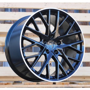 R21x11.5  5X130  ET  62  71.6  B5541  Black+Polished Lip (BLPL)  For PORCH  (K4+M)  (Black Shining+PL Rear+Front)