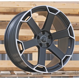 R21x9  5X112  ET  30  66.5  YF6149  Black Half Matt+Polished Lip (BLHMPL)  For AUD  (K7)  (HYBRID FORGED (Black Lip))