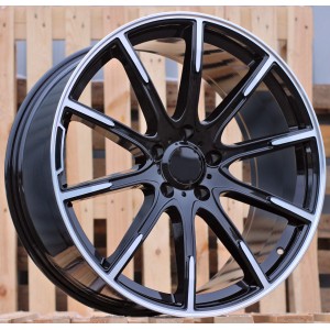 R22x10  5X130  ET  36  84.1  FE236  (IN1117)  Black Polished (MB)  For MER  (K7)  (BRABUS Style Black Machined Face)