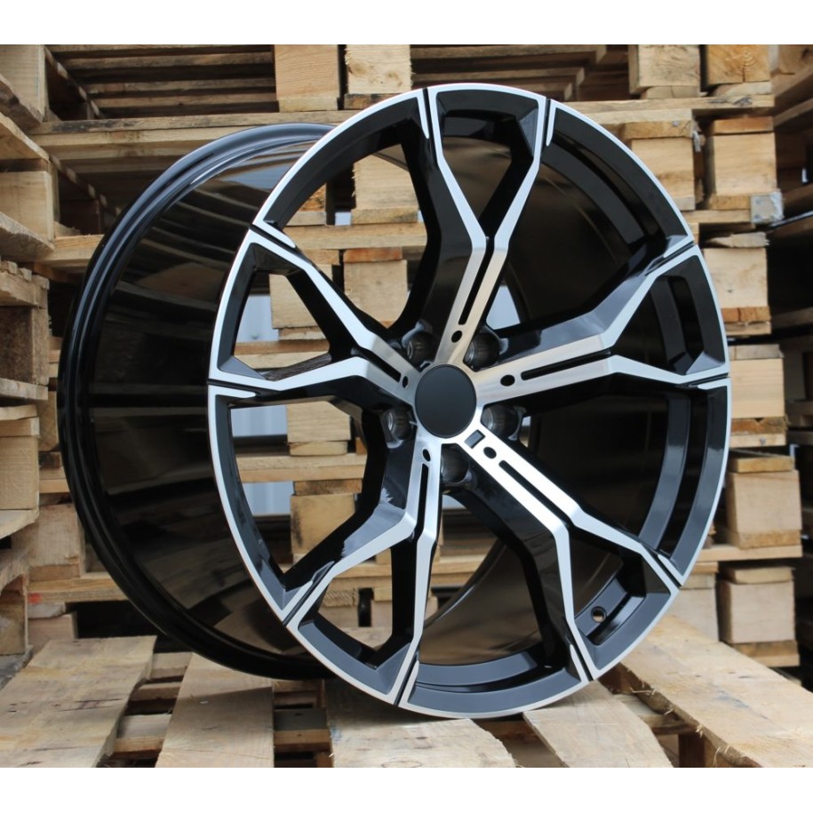 R22x10.5  5X112  ET  43  66.6  B5498  (BYD1538)  Black Polished+Powder Coating (MBPC)  For BMW  (K7)  (Rear+Front)
