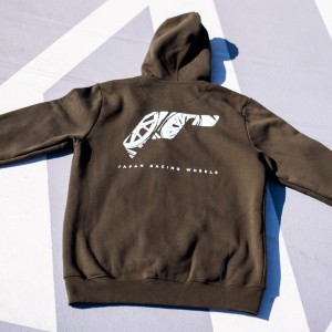 JR Unisex Zip Hoodie Logo Dark Olive Size S