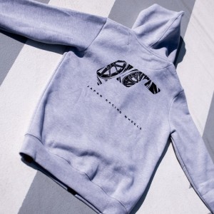 JR Unisex Zip Hoodie Logo Light Grey Size S