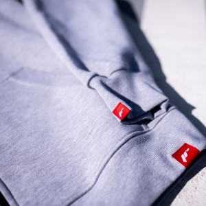 JR Unisex Zip Hoodie Logo Light Grey Size S